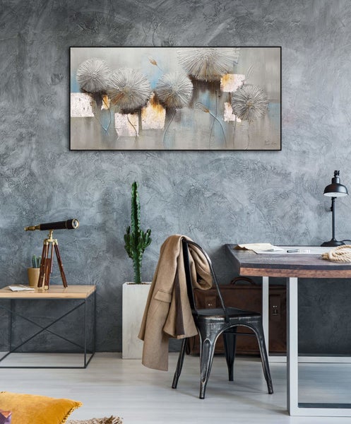 Handgemaltes Gemälde Acrylfarbe 120x60cm Weiß