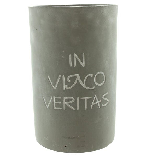 FRANK FLECHTWAREN | Weinkühler Beton-Style, 2tlg., ZEMENT, Platte: D: 15,5 x 2,5 cm, Cooler: D: 13,5 x 21 cm