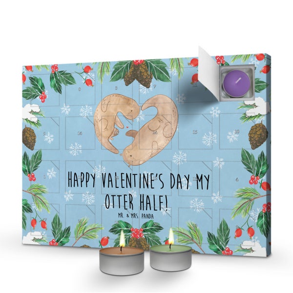 Mr. & Mrs. Panda Duftkerzen Adventskalender Otter Valentine - Blau Pastell