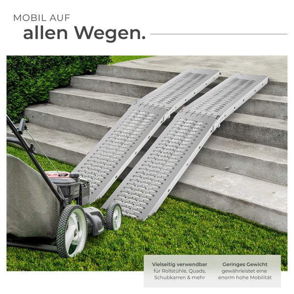 Auffahrrampen tectake Björn Belastbarkeit 400 kg, 200 kg pro Rampe 2er Set silber