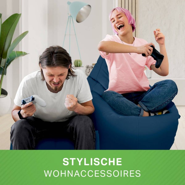 Green Bean 2er Set Sitzsack + Hocker - fertig befüllt - robust waschbar schmutzabweisend - Kinder & Erwachsene Bean Bag Bodenkissen Lounge Sitzhocker Relax-Sessel Gamer Gamingstuhl Pouf - Dunkelblau