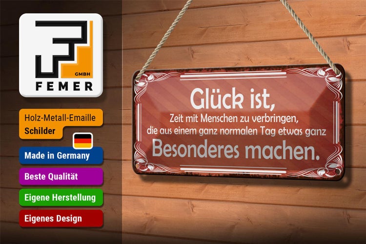 Blechschild Spruch 27x10cm Glück aus Tag Besonderes machen Dekoration