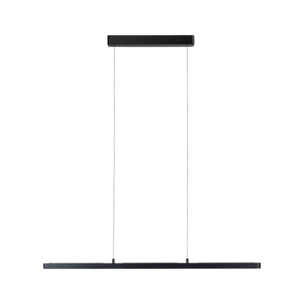 Schwarze, längliche LED Pendelleuchte mit Aufhängung