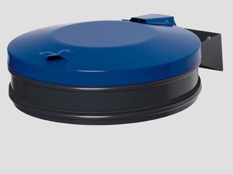 PROREGAL Wandhalterung Mit Großer Einwurföffnung Blauer Deckel 39,5 cm Durchmesser Stahl Anthrazit