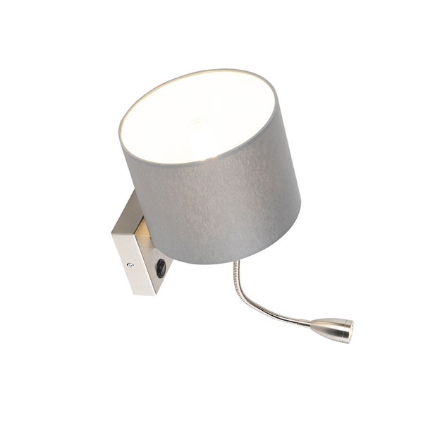Wandleuchte mit Stoffschirm und flexiblem Lesearm