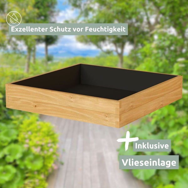 holz4home Hochbeet aus Holz mit Vlieseinlage und Metallstiften