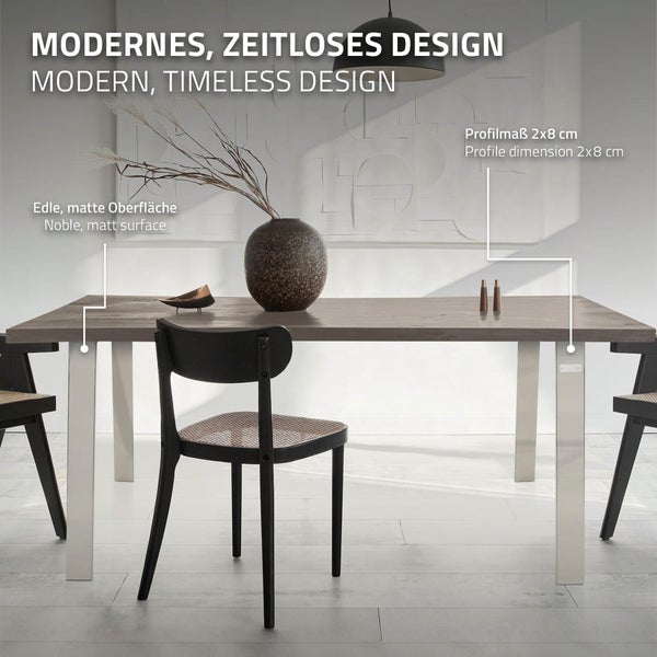 ML-Design 2er Set Tischbeine Loft 90x72 cm, Silber, Profil 8x2cm, aus Edelstahl, Industriedesign, U-Form, Metall Tischgestell scandic, Tischkufen Tischuntergestell Möbelfüße, für Esstisch/Schreibtisch