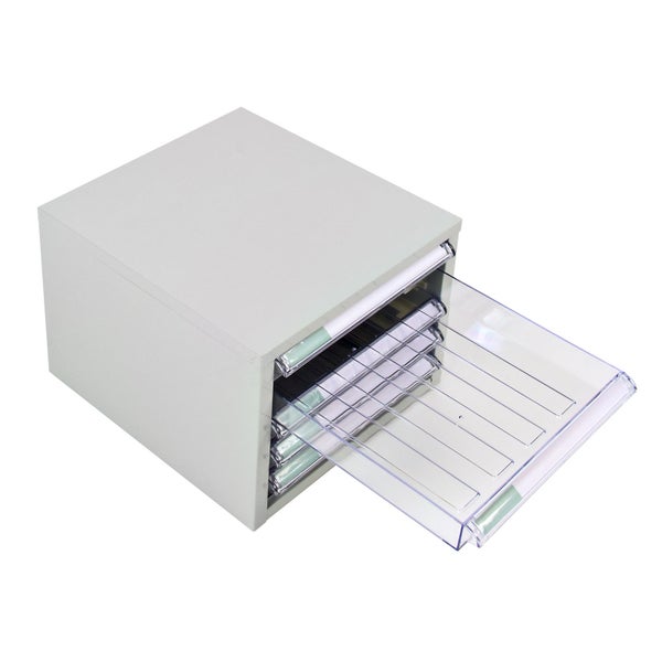 PROREGAL Schubladencontainer Kobra mit 5 Schubladen HxBxT 15,5 x 27 x 34 cm Lichtgrau