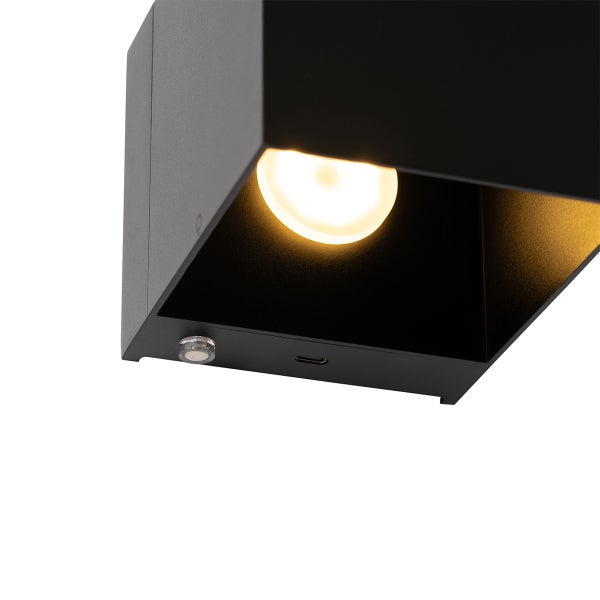 Set mit 2 Wandleuchten Schwarz mit Dimmer Wiederaufladbar - Joris