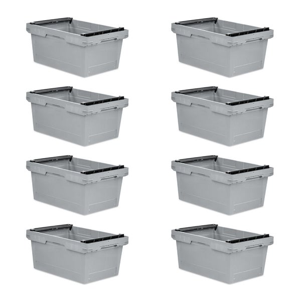 PROREGAL SuperSparSet 8x Conical Mehrweg-Stapelbehälter mit Stapelbügel Grau HxBxT 27,3 x 40 x 60 cm 47 Liter Lagerbox Eurobox Transportbox