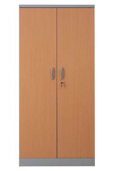 PROREGAL Aktenschrank Beetle 4 Fachböden HxBxT 195 x 92 x 42 cm Grau & Buche