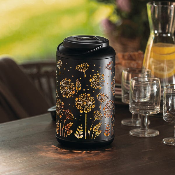 FRANK FLECHTWAREN|Solar-Laterne Pusteblume, 12,5 x 12,5 x 22,5 cm, METALL, KUNSTSTOFF