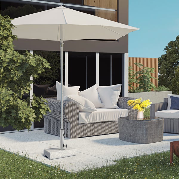 Outsunny Sonnenschirmständer 25kg Ständer für Halbrund Sonnenschirm mit Ø 32/38/48 mm Stange, Sonnenschirmfuß für Garten, Balkon, Granit, Grau 45 x 22,5 x 40 cm