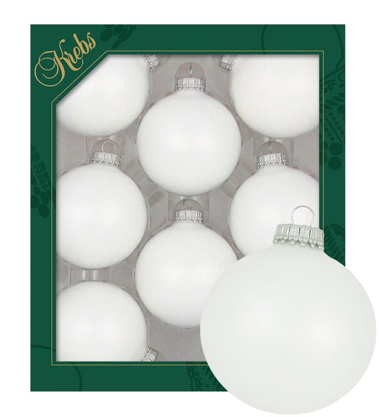Weiß matt 7cm Glaskugeln uni, 8 Stck., Weihnachtsbaumkugeln, Christbaumschmuck, Weihnachtsbaumanhänger