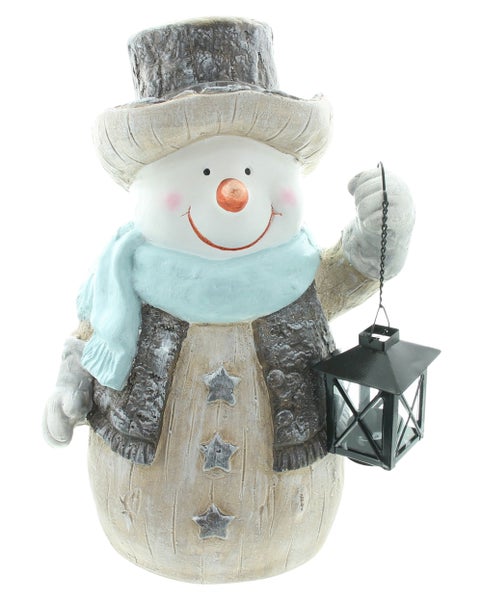 FRANK FLECHTWAREN | Schneemann Laterne, 25 x 16 x 42 cm, MAGNESIUMOXID