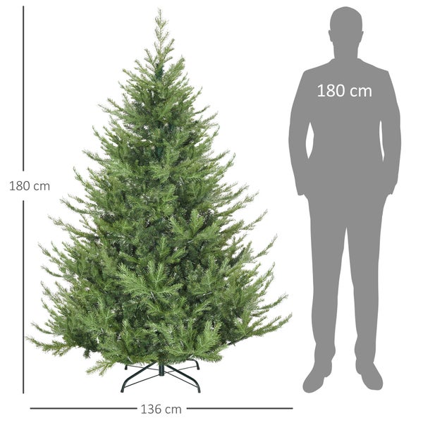 HOMCOM Weihnachtsbaum, 136L x 136B x 180H cm, PE, Grün