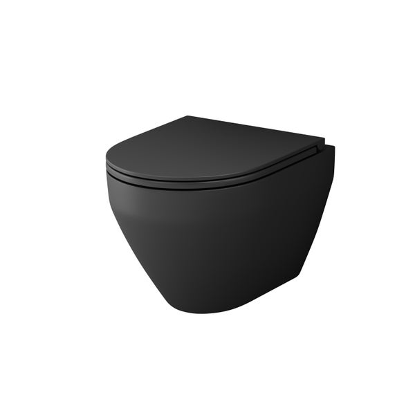 Wand-WC-Set matt schwarz inklusive WC-Sitz