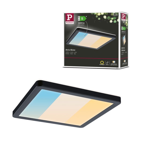 LED Panel Atria Shine IP44 eckig 190x190mm 8W 1160lm 3000 - 6500K Schwarz