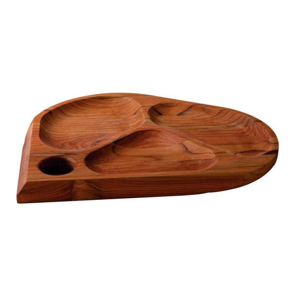 Holztablett mit drei Fächern und einer Aussparung