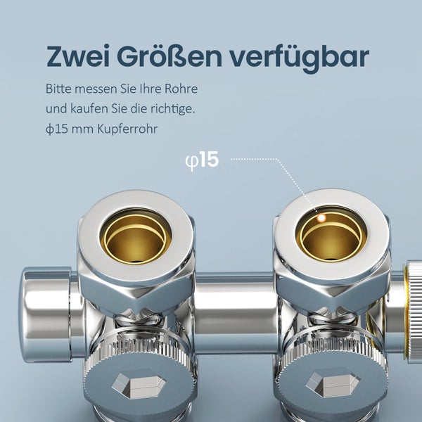 EMKE Zubehör Ventiladapter für 15 mm Kupferrohr, 2-teilig, geeignet für EMKE Thermostatventile, Heizkörper Zubehör