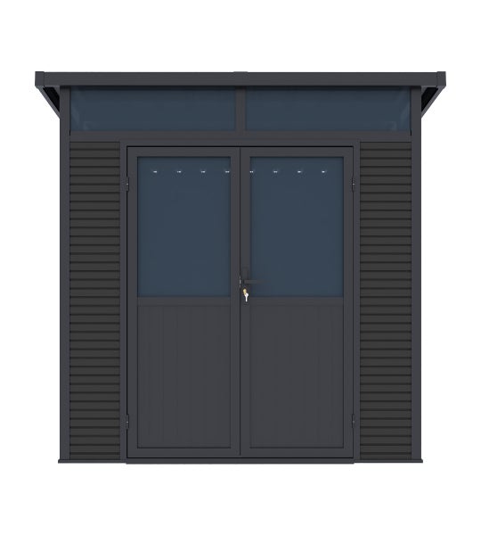 Weide Gartenhaus Aluminium Gerätehaus mit Doppeltür 218x218x226 cm Wetterfest Anthrazit