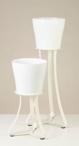 Scheurich Paris 51, Pflanzenständer/Blumenständer/Blumentopfständer/Postament aus Metall Farbe: White Matt, 24 cm Durchmesser, 51,4 cm hoch, 29,6 l Vol.