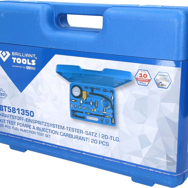 Kraftstoff Einspritzsystem Tester Satz im blauen Werkzeugkoffer