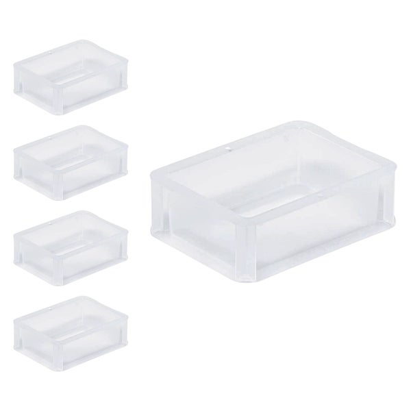 PROREGAL SparSet 5 x Transparenter Eurobehälter BasicLine Mit Geschlossenem Griff HxBxT 7 x 15 x 20 cm 1,3 Liter Eurobox Transportbox