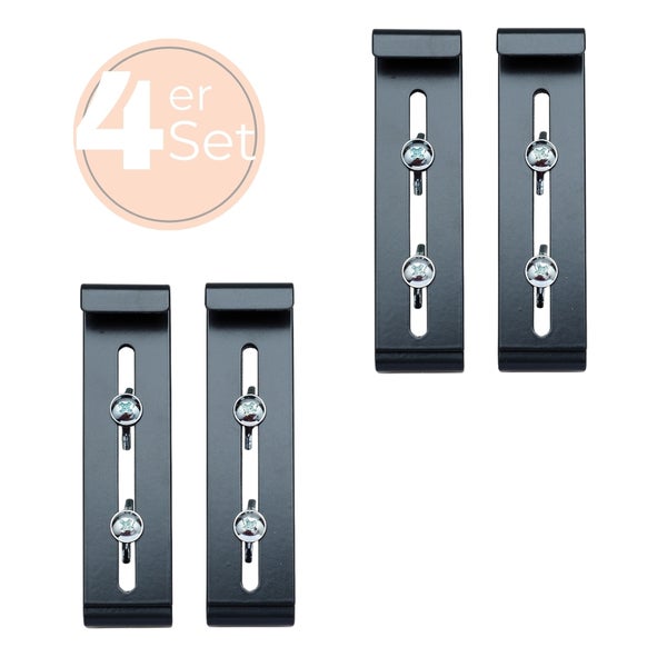 Vierer-Set schwarze Gerätehalterungen mit Schrauben