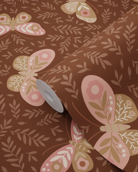 Tapetenrolle mit Schmetterlings- und Blättermuster