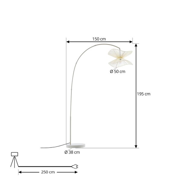 Lindby (Bogenleuchte) Valdorin (spritzwassergeschützt (Modern) in Creme aus Textil (1 flammig, E27)