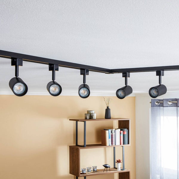 PRIOS Stromschienenleuchte Jorell (Modern) in Schwarz aus Aluminium (5 flammig, GU10) - 1-Phasen Stromschiene Stromschienenstrahler Wohnzimmerleuchte