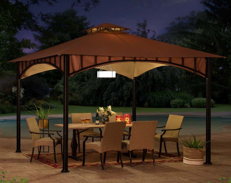 Sunjoy Gartenpavillon Lauro Gartenpavillon aus Metall in natur, Gartenhütte Gartenlaube