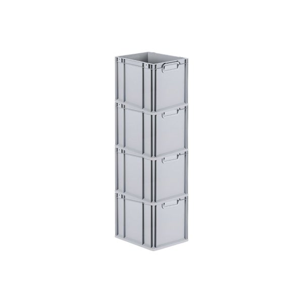 PROREGAL Spar Set 4x Eurobox Nextgen Economy Mit Scharnierdeckel & Roten Schiebeschnappverschlüssen Griffe Geschlossen HxBxT 32 x 30 x 40 cm 30 Liter