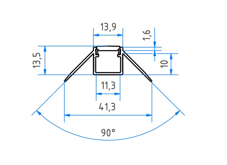 TIVENDIS Led Alu Profil 2 m UZ mit Zubehör für Strip / Streifen bis 10 mm breit | Abdeckung satiniert milchig  |  Einbau Unterputz Deckenleiste Deckenprofil Deckenleisten eloxiert