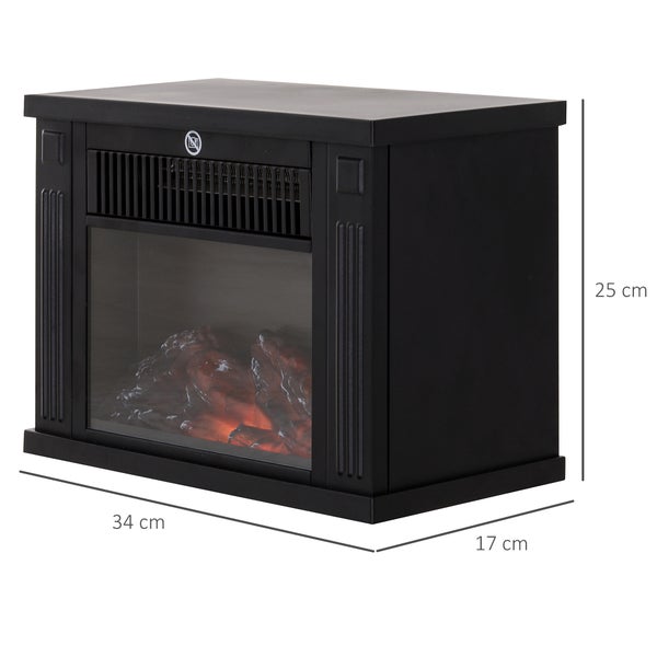 HOMCOM Elektrokamin, Modell5, Sicherheitsglas, L34 x B17 x H25cm, Kunststoff, Schwarz