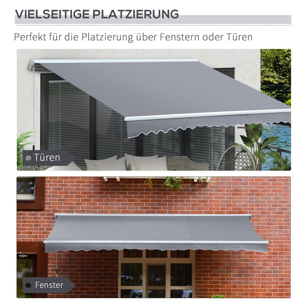 Outsunny Gelenkarmmarkise, Verstellbare Klemmmarkise,  4,5 x 3m, 100% Polyester (280g/m²), Aluminium Grau