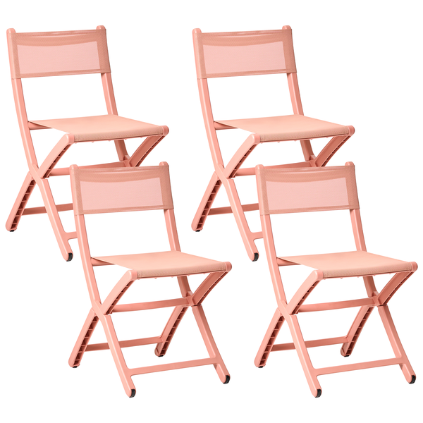 Gartenstuhl 4er Set TALCA klappbar Korallenrot