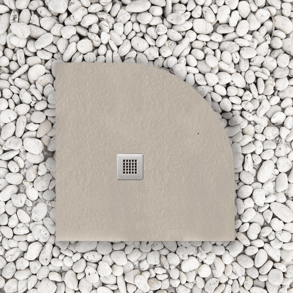 Duschwanne 90x90 cm Halbrund Vulcano Line Slim Moka RAL 1019 Aus Kunstharz und Marmorpulver Mit freiem Abfluss - FRASCIO