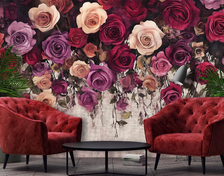 Fototapete Blumen Vintage Wohnzimmer Vlies Tapete 350x250 cm