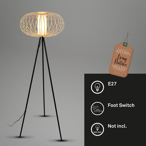 Floor light, bamboo nature, excl. 1xE27/max.10W