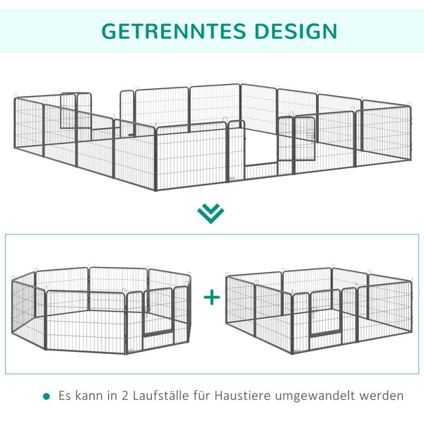 PawHut Freilaufgehege, 80L x 1,5B x 60H cm, Stahl, Grau