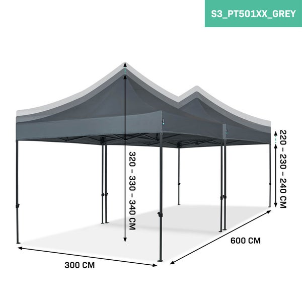 VONROC Pavillon 6x3m wasserdicht stabil - Partyzelt EasyUp System [3Min Aufbau] Popup Faltpavillon modular erweiterbar als Festival Zelt, Gartenpavillon