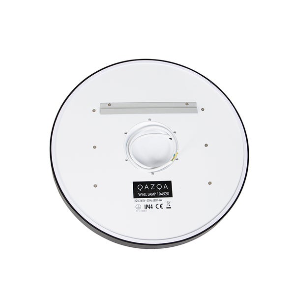 Rückseite einer runden Wandleuchte mit Montageelementen