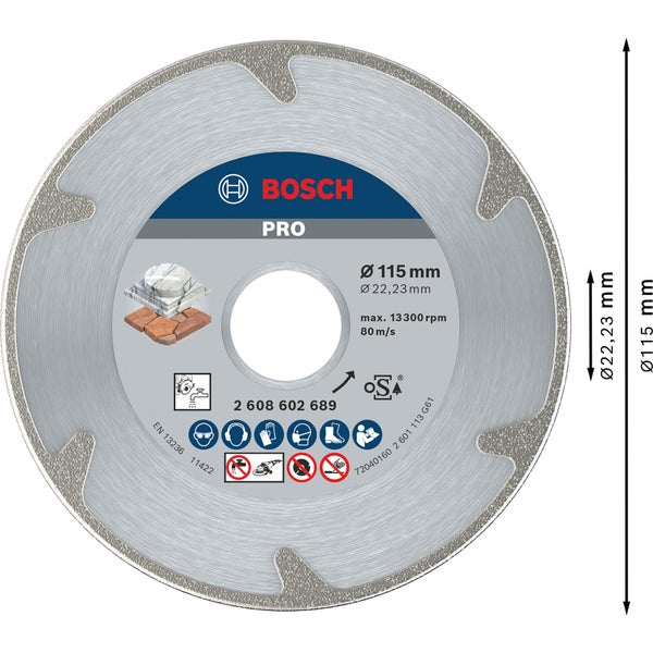 Bosch PRO Marble Diamanttrennscheibe 115 x 22,23 mm - 2608602689