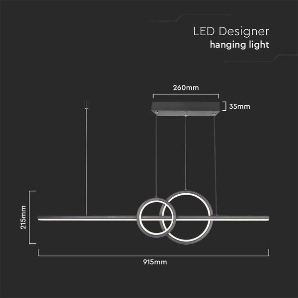 LED-Designer-Hängeleuchte mit den Maßen 915 mm Länge und 215 mm Höhe