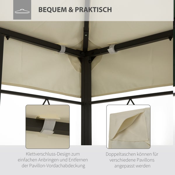 Outsunny Ersatzdach, Pavillondach für Metallpavillon,  4x3m, Polyester, Cremeweiß
