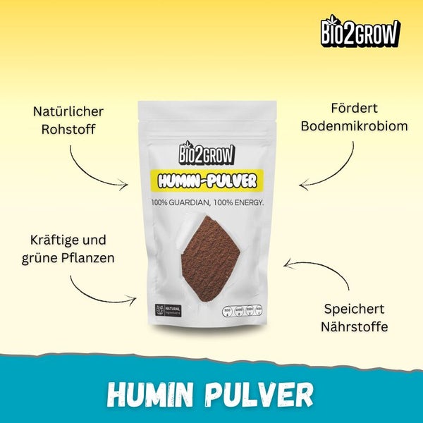Bio2Grow Hummin-Pulver Packung zur Förderung von Bodenmikrobiom, kräftigen Pflanzen und Speicherung von Nährstoffen