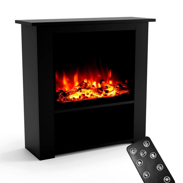 Glow Fire Elektrokamin 'Thebe' | LED Standkamin in schwarz mit Heizung (1500 W) | HxBxT: 85x86x30 cm