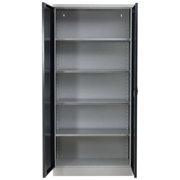 PROREGAL Stahlschrank Bee 5 Fachböden HxBxT 195 x 92 x 60 cm Pulverbeschichtetes & Verstärktes Fachbodenmaterial Grau & Antrhazit